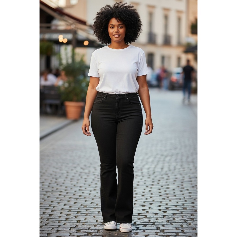 Fashion Nova Jeans Women Size 14 Black Cotton‎ Blend High Rise Flare